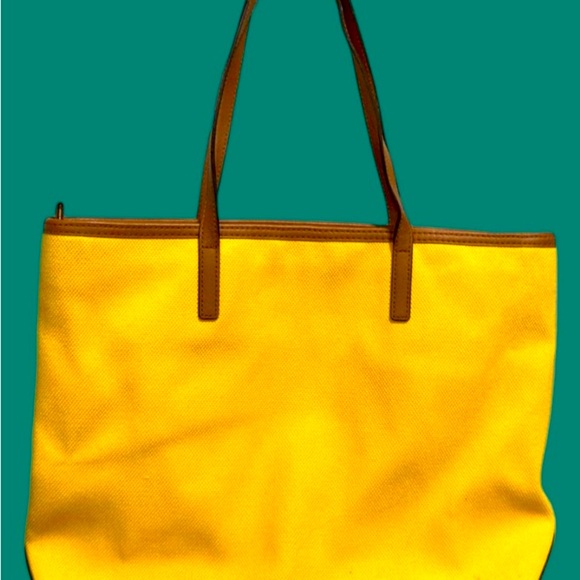 Michael Kors Kempton Canvas Large Tote Bag Sunshine Yellow EUC - Picture 3 of 9